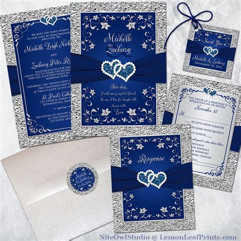 blue and silver wedding invitation kits